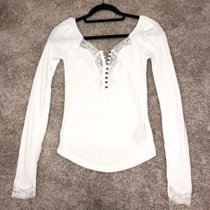 Free People White Lace Shirt (Never Worn)